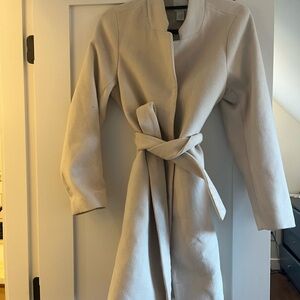 H&M Cream Trench Coat with Wrap Style and Wide Lapels